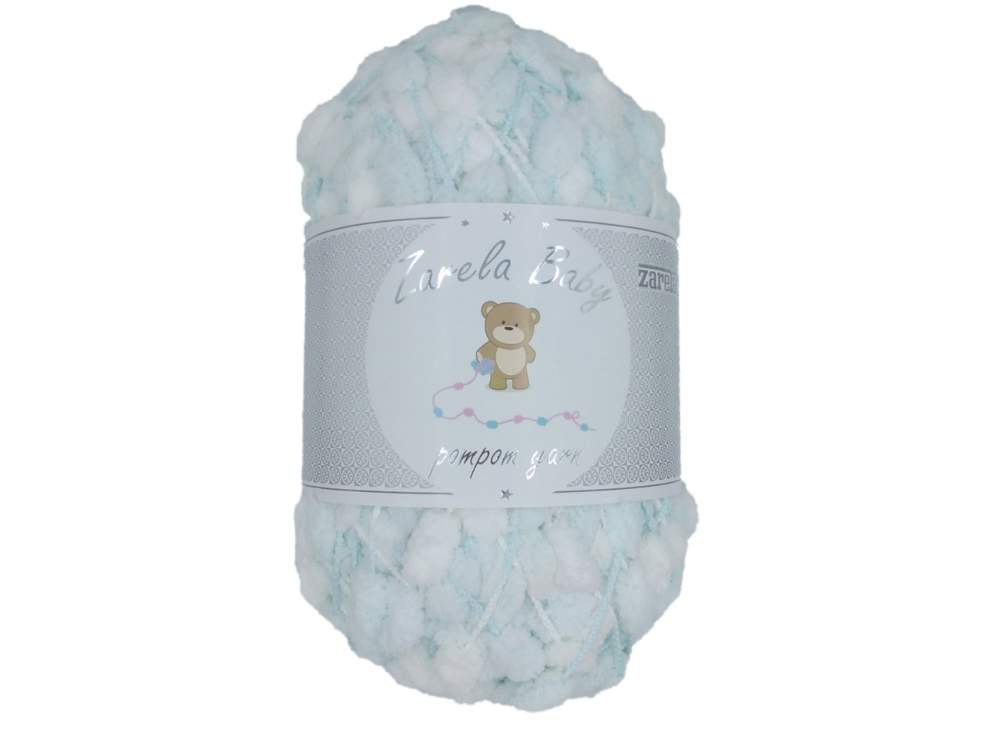 Zarela Baby Pom Pom Yarn 200g 10 WhiteMint